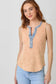 Washed Sleeveless Henley Top - Peach - Shop Ravel