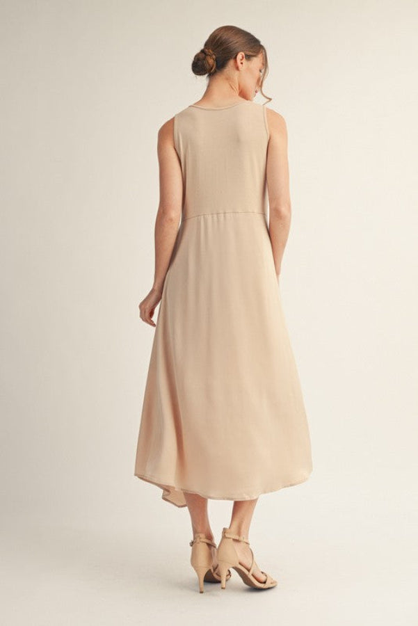 Front Pleat Midi Dress