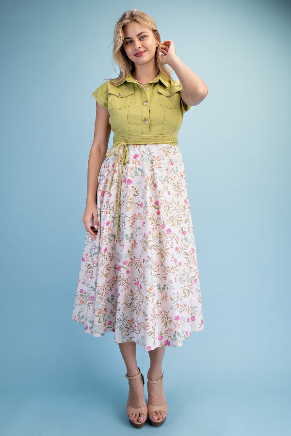 Half Button Midi Dress - Shop Ravel