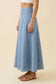 Denim Godet Maxi Skirt