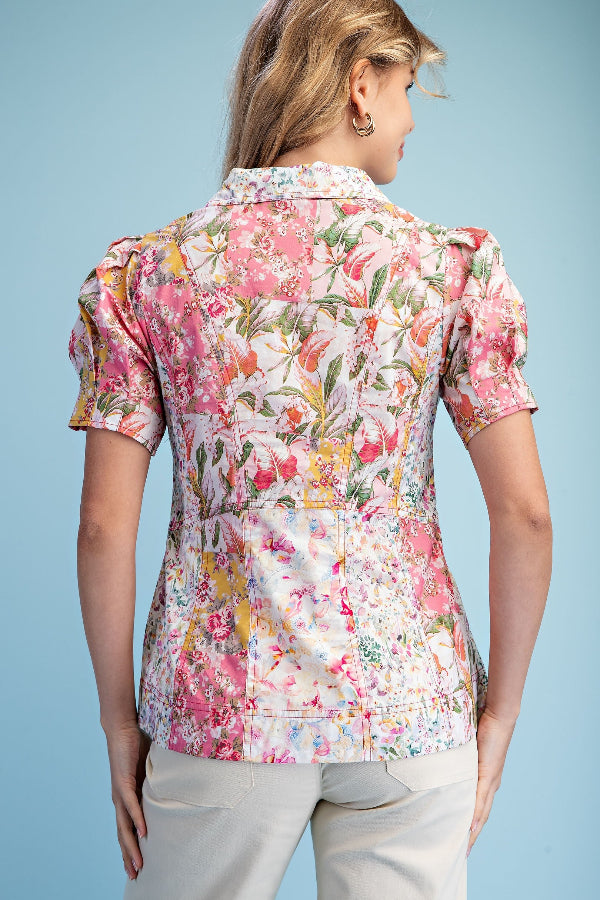 Mixed Floral Button Down Shirt
