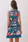 Floral Botanical Print Crochet Trim Mini Dress