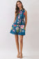 Floral Botanical Print Crochet Trim Mini Dress