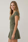 Square Neck Stretch Top - Olive