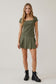 Square Neck Stretch Top - Olive