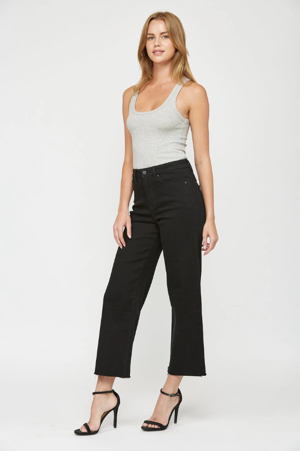 Mica Black Wide Leg Crop Jeans