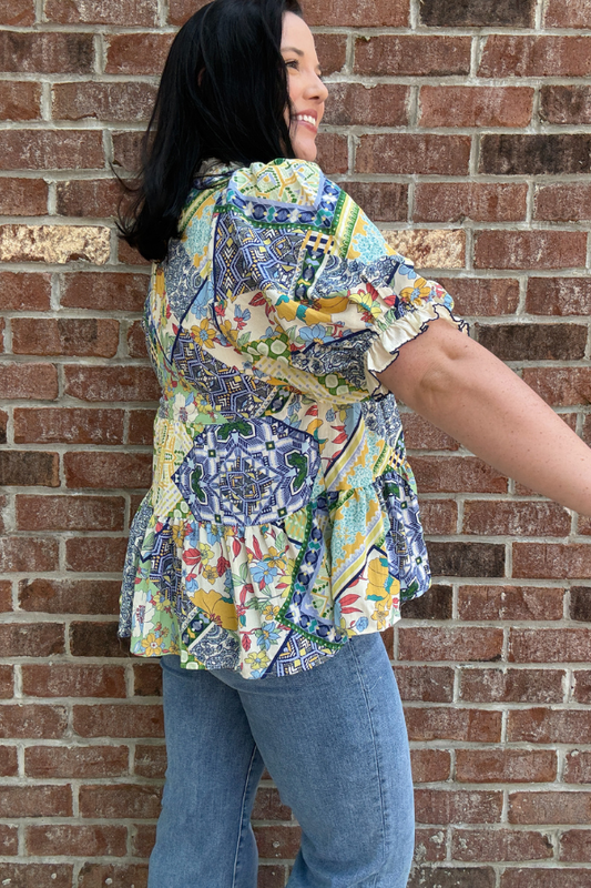 Patchwork Print Top - Shop Ravel