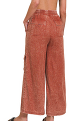 Linen Cargo Pants- Rust