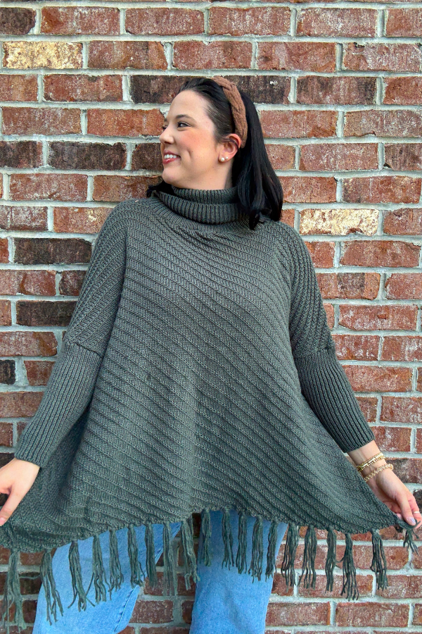 Roll Neck Poncho Sweater