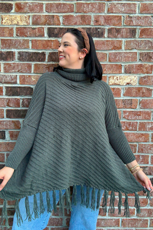 Roll Neck Poncho Sweater