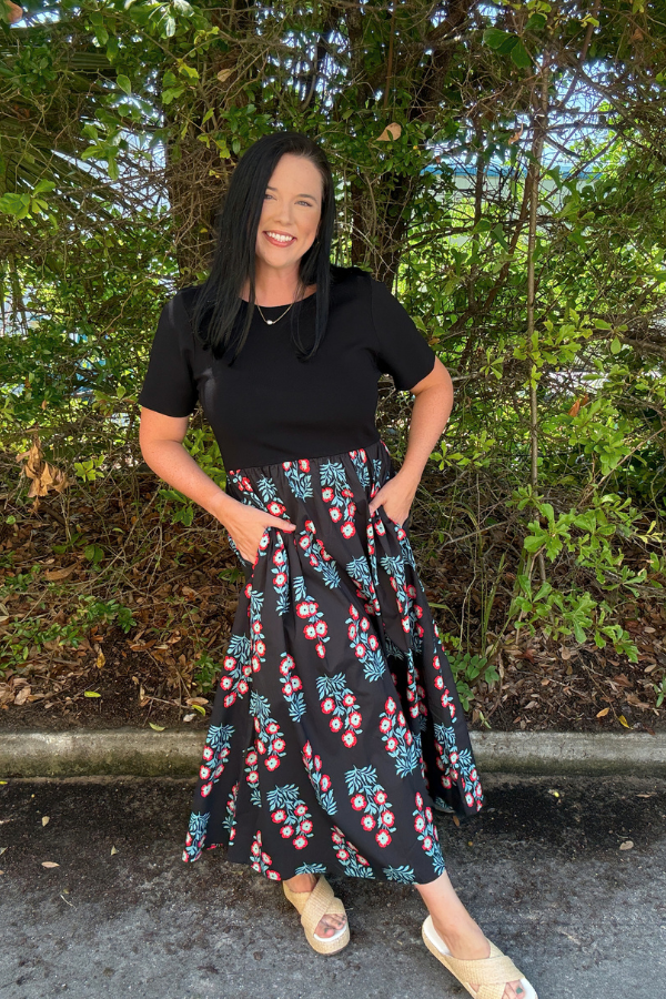 Pop Detail Midi Dress