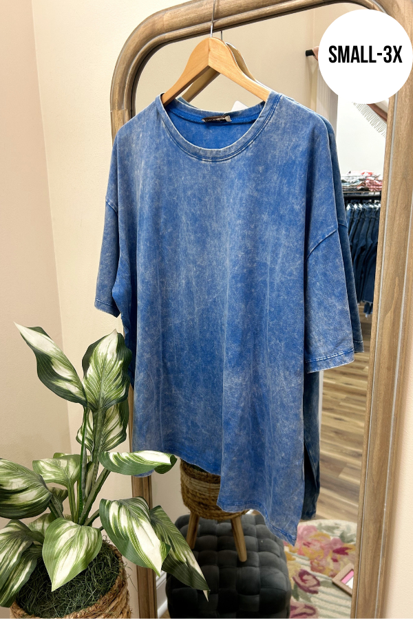 Acid Wash Tee- blue