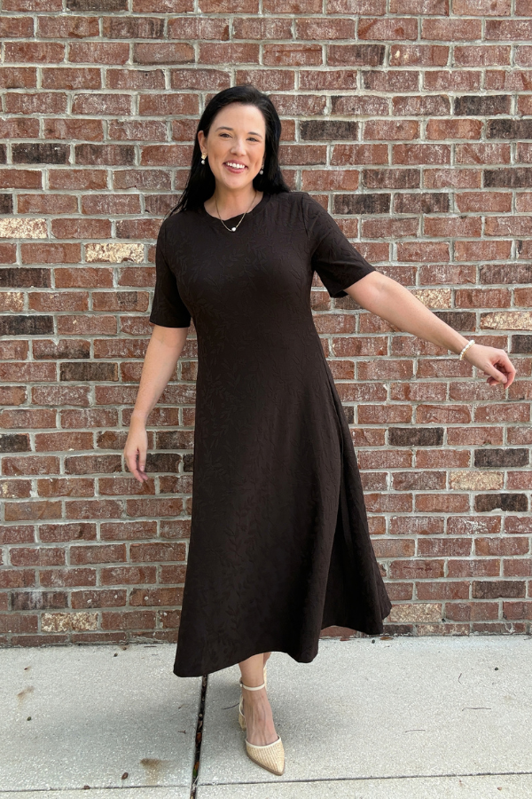 Leaf Jacquard Knit Dress
