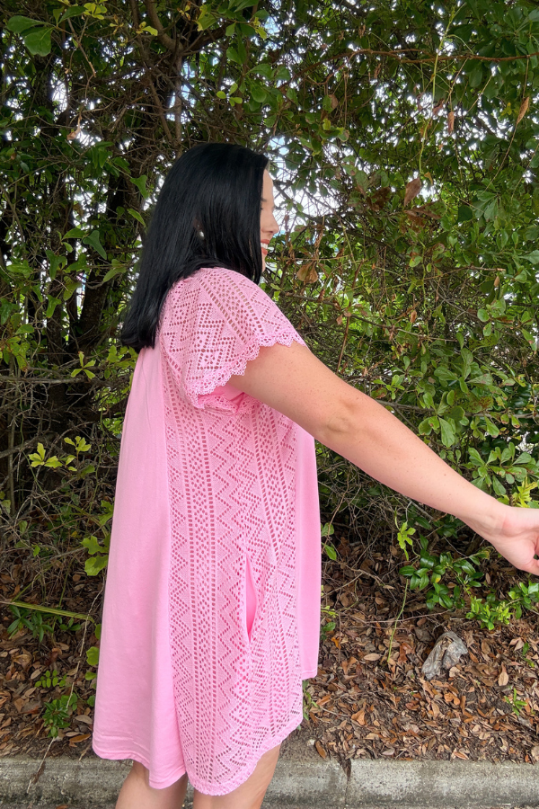 Eyelet Sleeves Dress