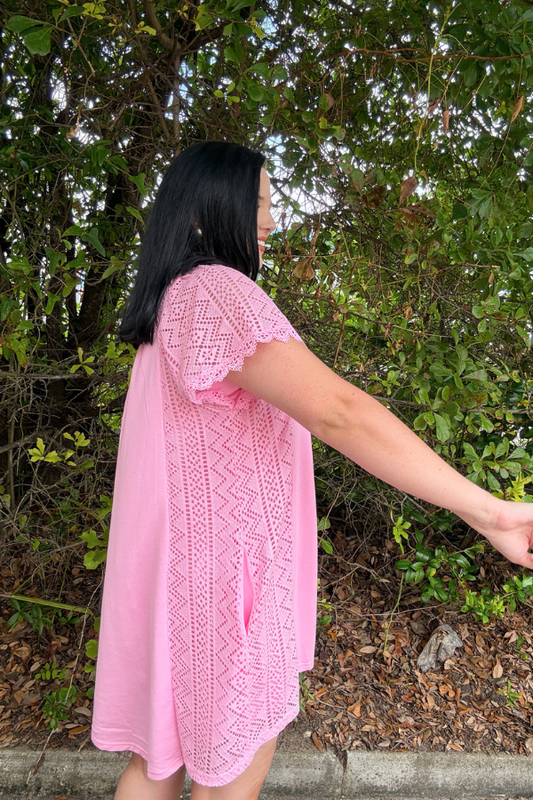 Eyelet Sleeves Dress