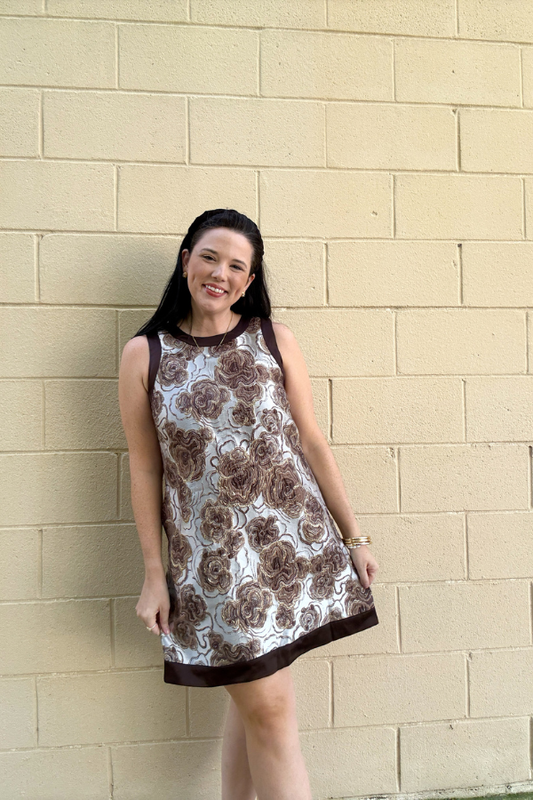 Golden Hour Floral Jacquard Mini Dress