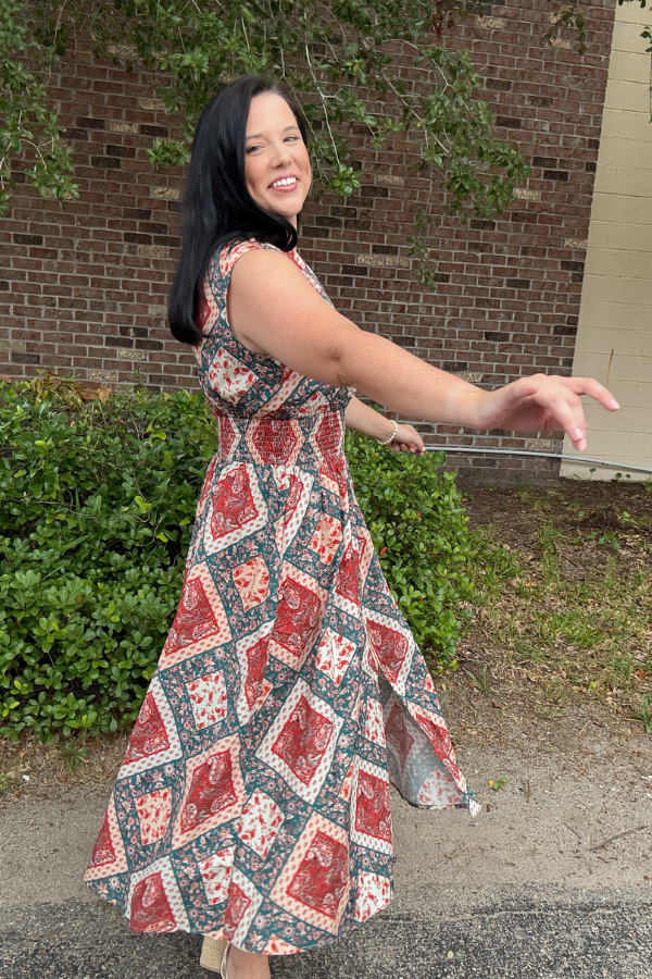 Allover Print Midi Dress