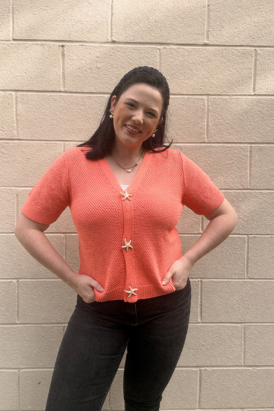 Star Fish Cardigan - Coral - Shop Ravel