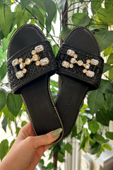 Jewel Raffia Sandal