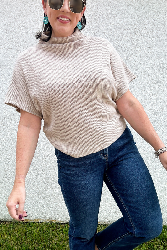 Mock Up Sweater- Light Mocha