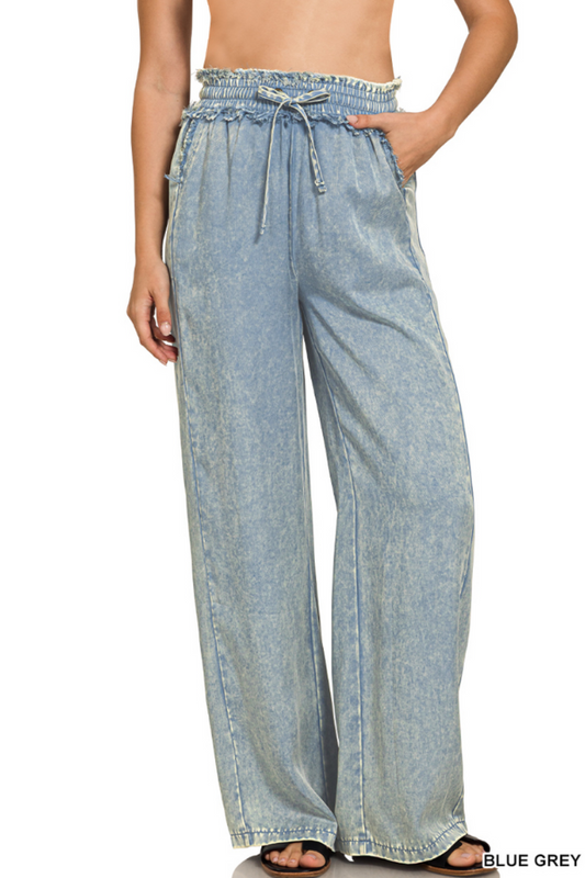 Drawstring Pants- Blue Gray