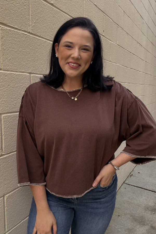 Contrast Stitch Knit Top