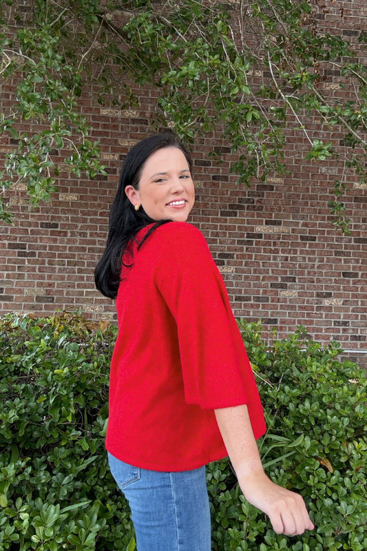 Half Sleeve Cardigan - Red