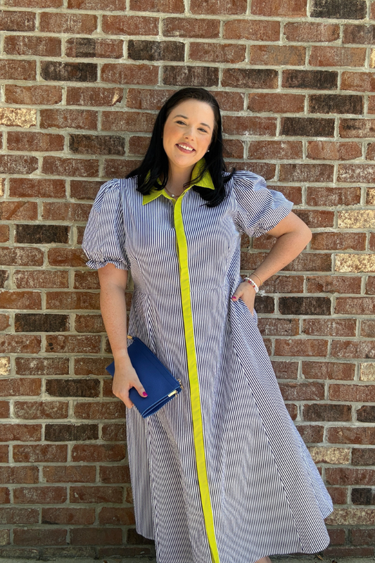 Pointed Collar Midi Dress