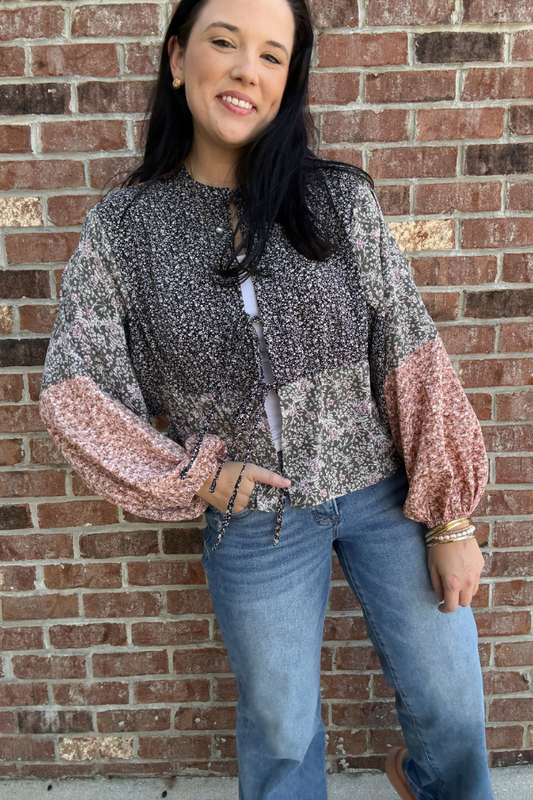 Wildflower Whimsy Tie Front Top