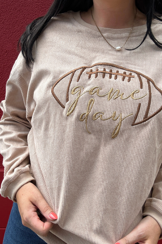 Game Day Embroidered Corduroy Sweatshirt