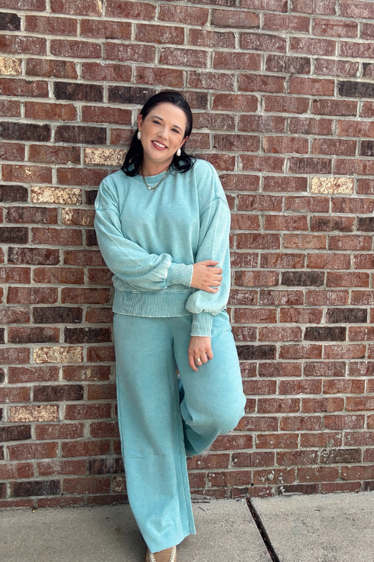 Keep It Comfy Pants-Full Length- Dusty Teal