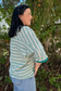 Short Sleeve Textured Stripe Knit Top - Teal