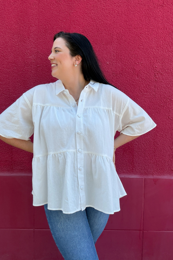 Button-Front Tiered Top - Shop Ravel