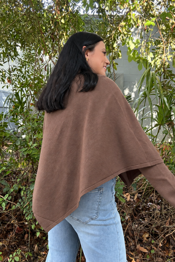 Cape Overlay Knit Sweater