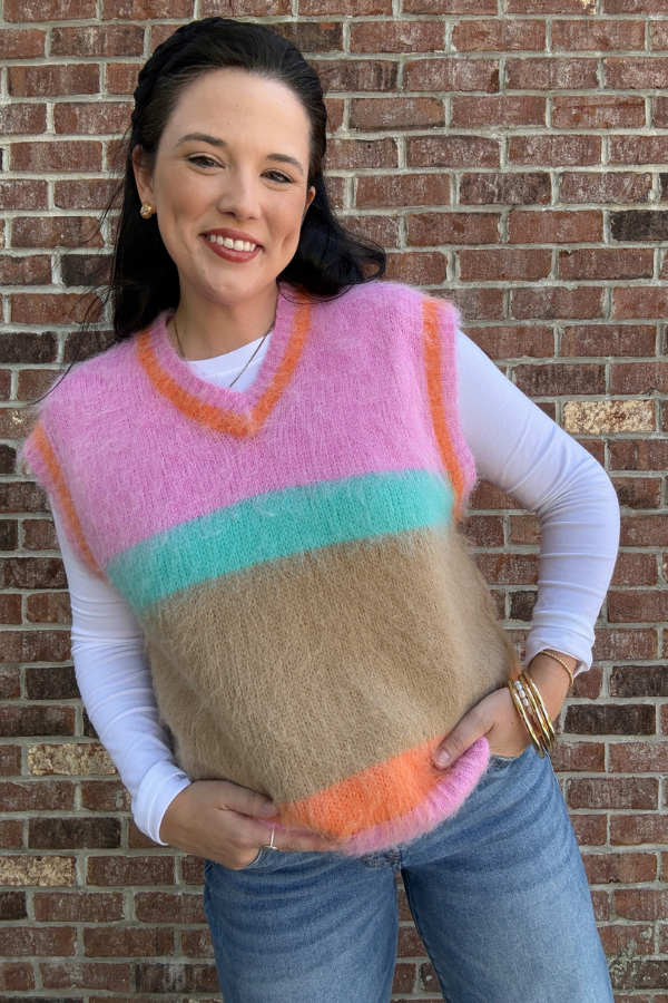 Color Me Happy Fuzzy Sweater Vest