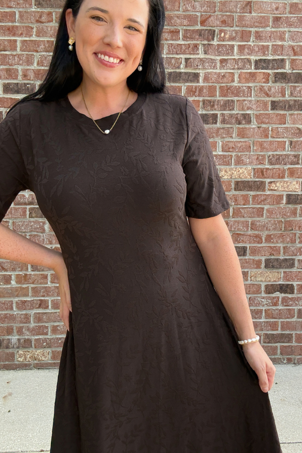 Leaf Jacquard Knit Dress