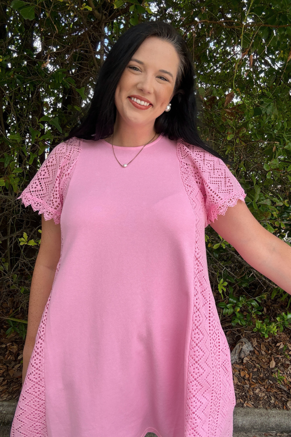 Eyelet Sleeves Dress