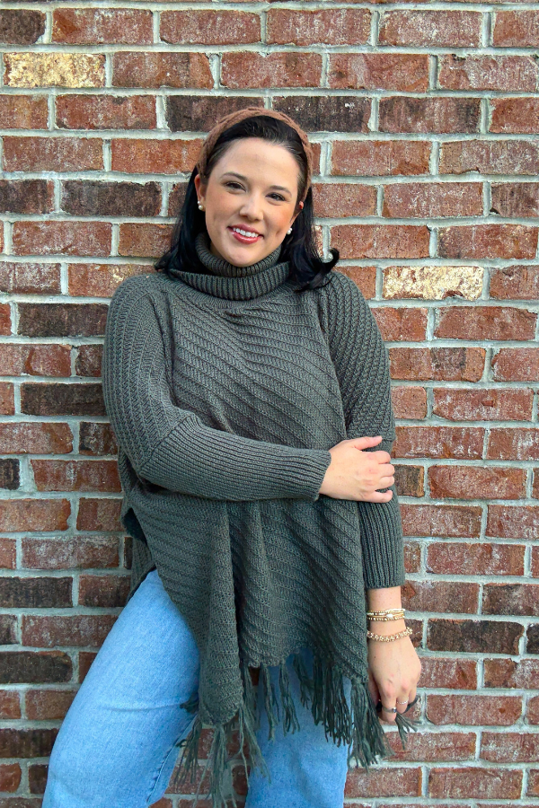 Roll Neck Poncho Sweater