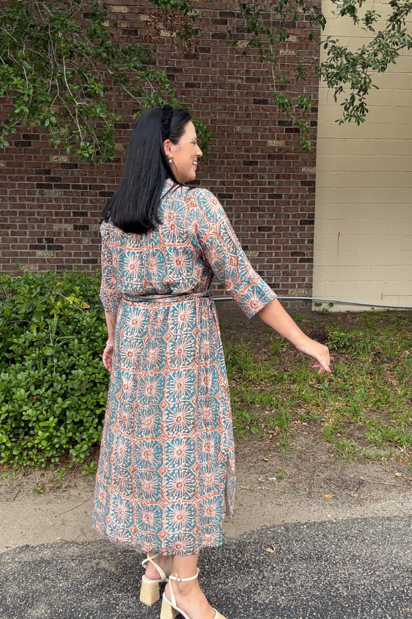 Abstract Print Midi Dress - Shop Ravel