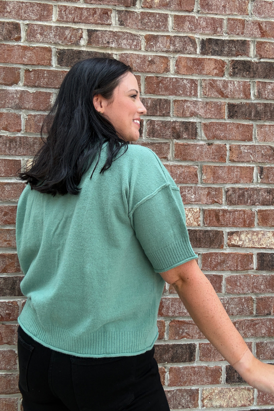Short Sleeve Sweater - Jade