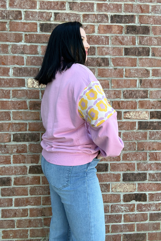 Retro Floral Zip Pullover