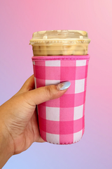 Pink Gingham Iced Coffee Sleeve