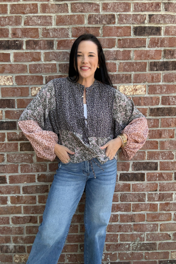 Wildflower Whimsy Tie Front Top