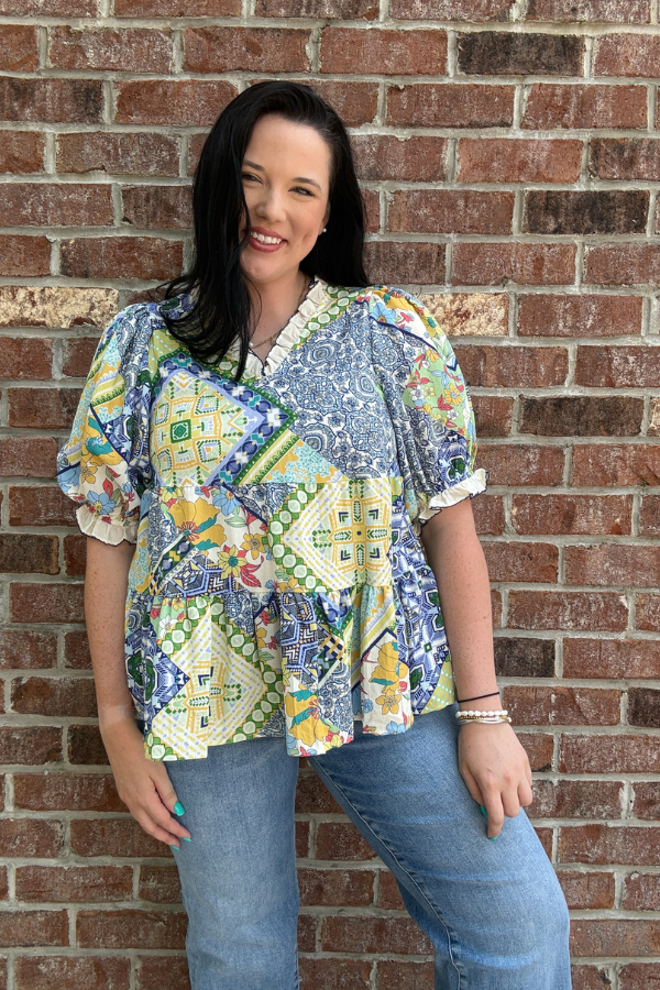 Patchwork Print Top - Shop Ravel