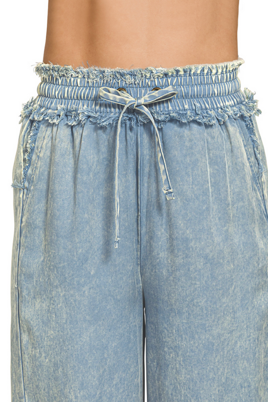 Drawstring Pants- Blue Gray