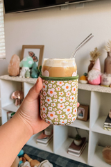 Green Floral Iced Coffee Sleeve