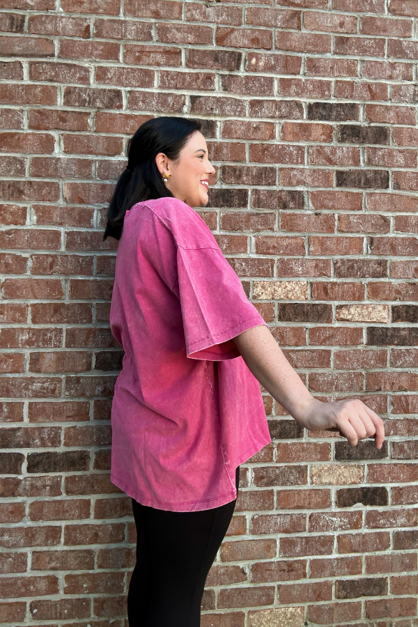 Acid Wash Tee-Ash Pink - Shop Ravel