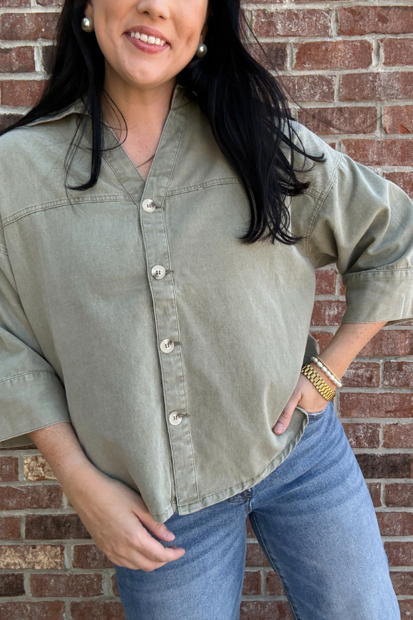Easy Does It Button Down Top