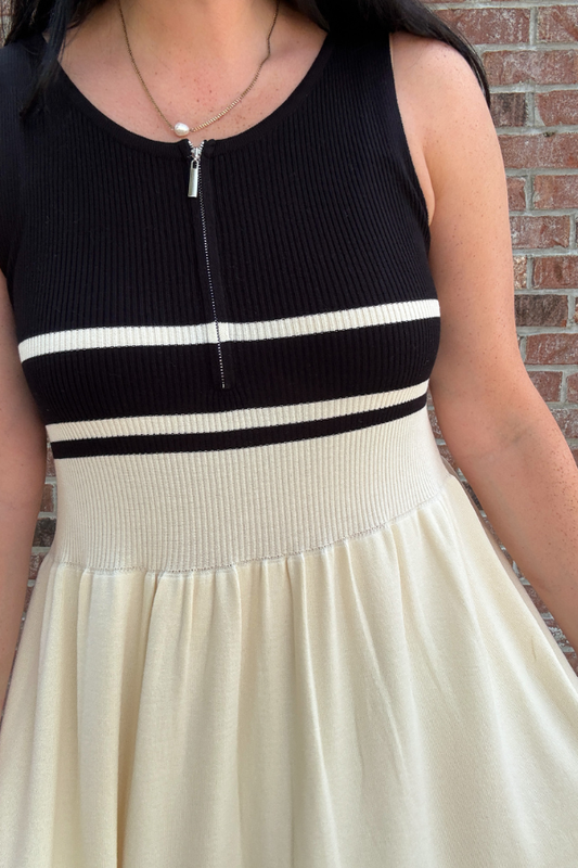 Front Zip Up Midi Dress