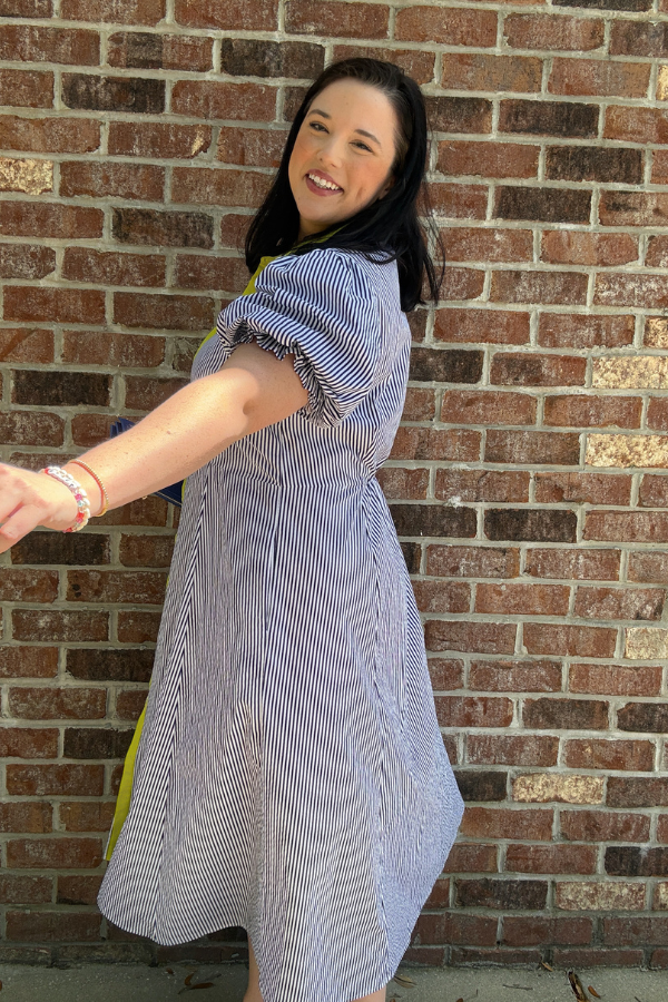 Pointed Collar Midi Dress